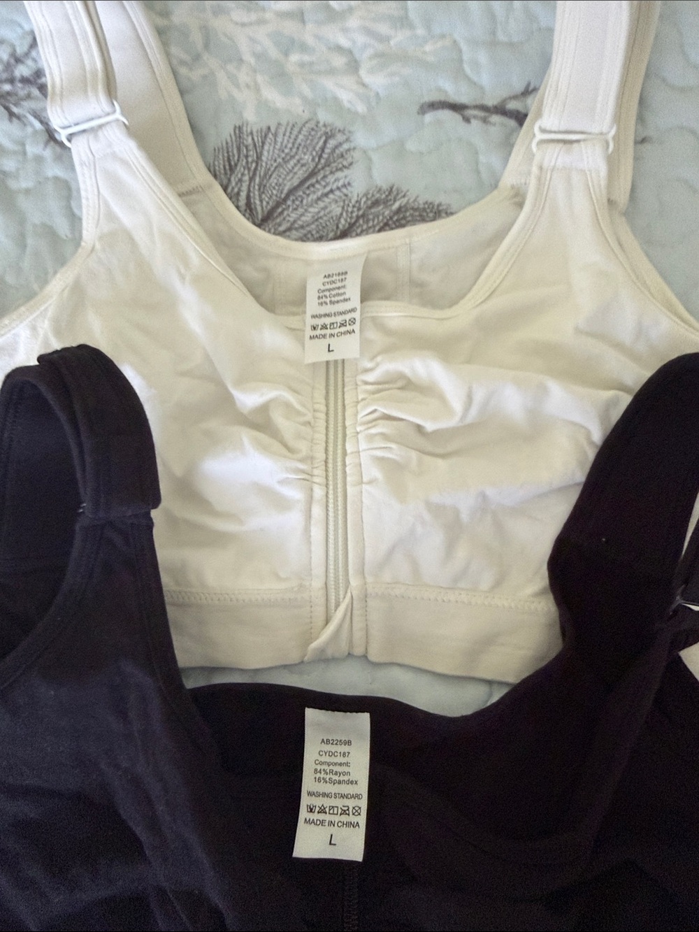 Surgical Bra Front-Zip Support Bras Duo - Black & White - Picture 2 of 2